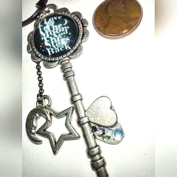 Moon & Stars Embellished Key Pendant - Picture 4 of 11